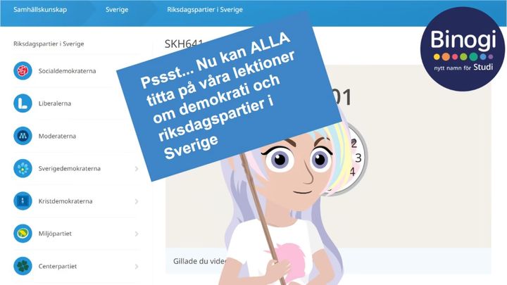 Binogi släpper lektionsfilmer kopplade till valet 2022 fritt i plattformen