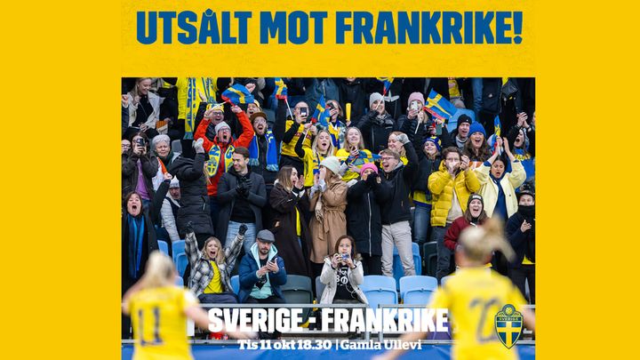 Matchen mellan Sverige och Frankrike på Gamla Ullevi imorgon tisdag är utsåld.