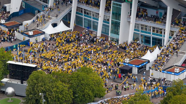 Sveriges match mot Frankrike visas på Ullevi Plaza och Gamla Ullevi på tisdag den 30 juni.
