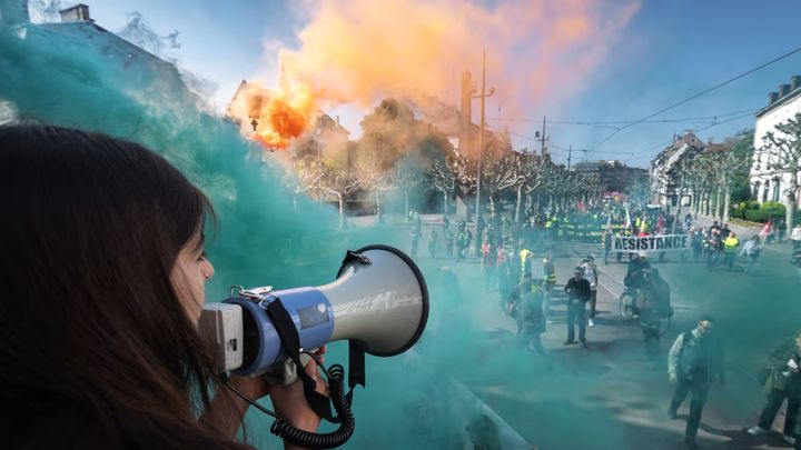 Första maj demonstration i Strasbourg, Frankrike. Foto: PATRICK HERTZOG/AFP via Getty Images