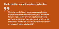 Motivering för Malin Hedberg