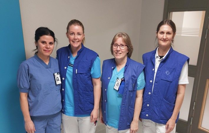 Arbetsgruppen som kommer arbeta på mottagningen. Specialistläkare Racha Ibrahim Bayard, sjuksköterska Katarina Ohlsson, specialistsjuksköterska Helene Svensson och medicinsk sekreterare Jennifer Johansson.