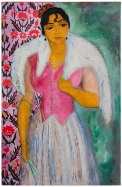 Isaac Grünewald "Anna", Signerad Isaac. Utförd 1917-18. Duk 130 x 84 cm.