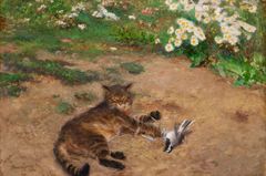 Bruno Liljefors, Katt och sädesärla.