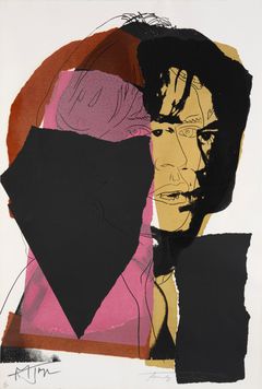 Andy Warhol, "Mick Jagger". Signerad med blyerts av Andy Warhol samt signerad med tuschpenna av Mick Jagger, numrerad 48/250. Färgserigrafi, 1975. Utropspris: 800 000–1 000 000 SEK