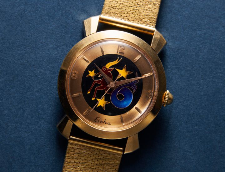 Eska, "Cloisonné Enamel Dial", "Capricorn", ca 1950.