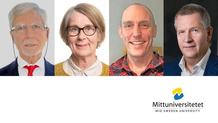 Jaime Vila, Lena Runius Bernström, Björn Ferry och Hans Gennerud blir nya hedersdoktorer vid Mittuniversitetet 2023.