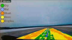 Landningsbana i monitor med färgfält.