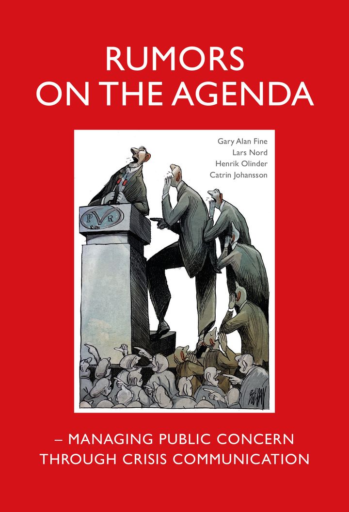 Bokomslag i rött med svartvit illustration.