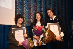 Finalisterna till Årets vårdchef 2025. Från vänster Maria Långström, Maysae Quttineh och Kristina Hammoura.