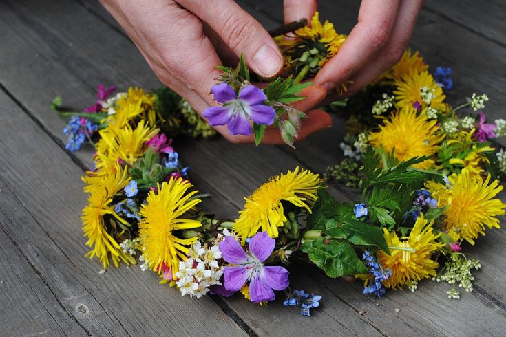 Blommor i en krans