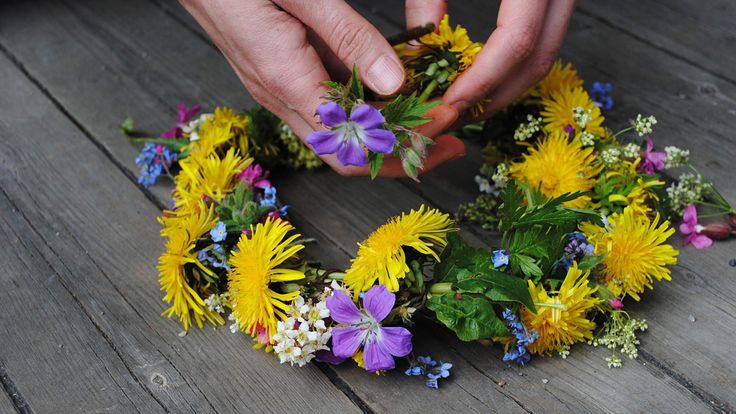 Blommor i en krans