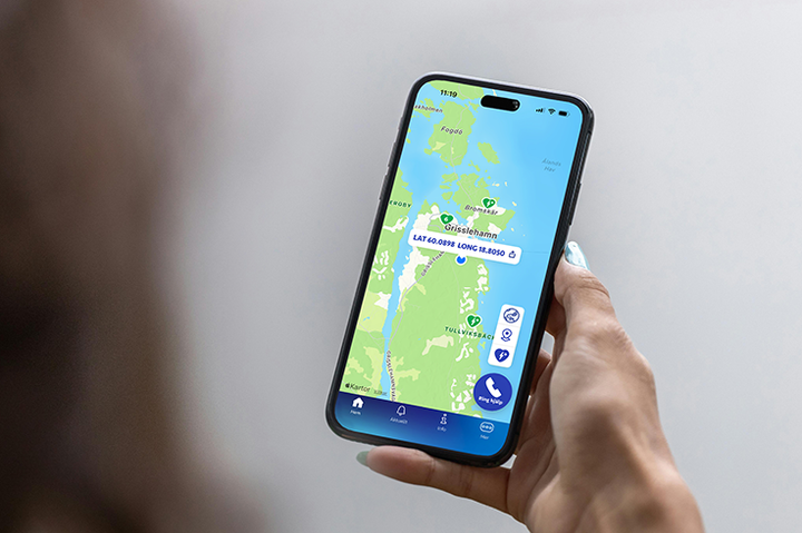 Kartvy med hjärtstartare i 112-appen
