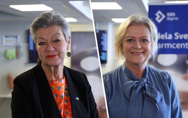 Ylva Johansson, ny ordförande SOS Alarm, Ulrica Messing, avgående ordförande