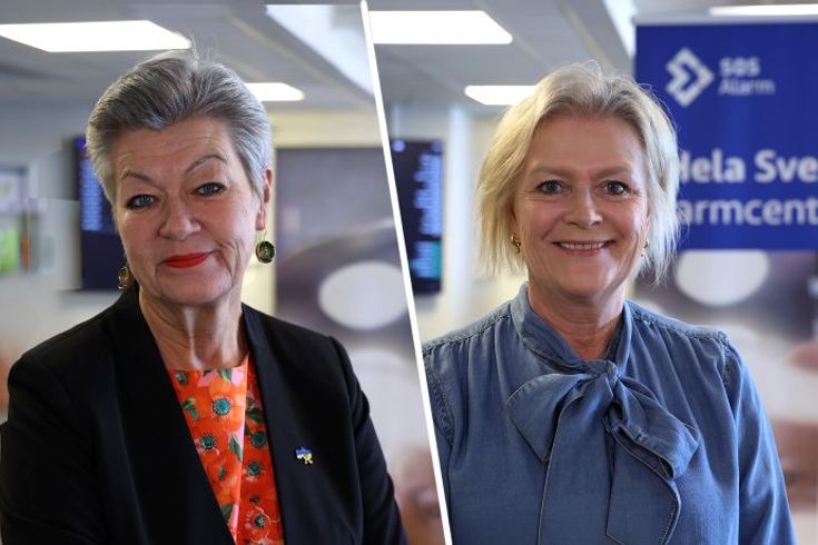 Ylva Johansson, ny ordförande SOS Alarm, Ulrica Messing, avgående ordförande