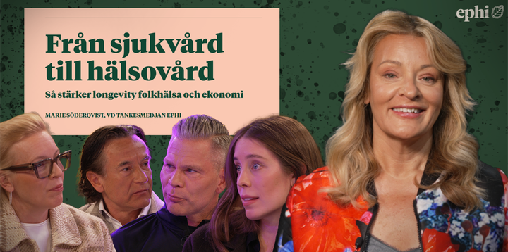 Hälsoprofilen Johannes Cullberg, Julia Elf, vd och grundare av Elfcare, Maria Rankka, styrelseordförande för Cellcolabs, entreprenören Douglas Roos och EPHI:s vd Marie Söderqvist i en diskussion om förebyggande vård.