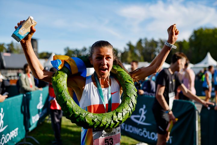 Carolina Johnson efter segern på TCS Lidingöloppet 2025