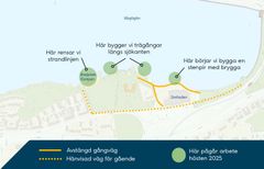 Kartbild som visar fyra områden där höstens arbete kommer att utföras.