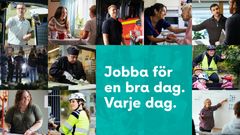 Mosaik av bilder på medarbetare inom Växjö kommun.