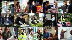 Mosaik av bilder på medarbetare inom Växjö kommun.