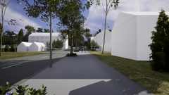 Illustrationsbild över Dalängsvägen som visar hur området skulle kunna utvecklas.