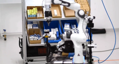 En ny typ av robotarm gör det möjligt för roboten att inte bara plocka upp och flytta saker, utan också kasta små föremål, som en påse skruvar, direkt till rätt plats.