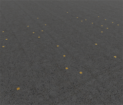 De utklippta tidningsbilderna kapslas in i glas och omgärdas av bronsstolpar. När sedan golvet läggs på syns endast ett mönster av bronskvadrater som visar var bilderna finns. Fotograf: Digital skiss: Nils Ekman.