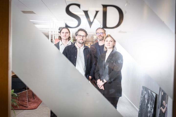 SvD Bas är Svenska Dagbladets nya kostnadsfria paket för att stärka relationen med läsare och lyssnare. Bakom projektet står bland annat Nichlas Alsing Pettersson, Christoffer Lindvall, Johan Silfversten Bergman och Inanna Lallerstedt. Foto: Magnus Hjalmarson Neideman