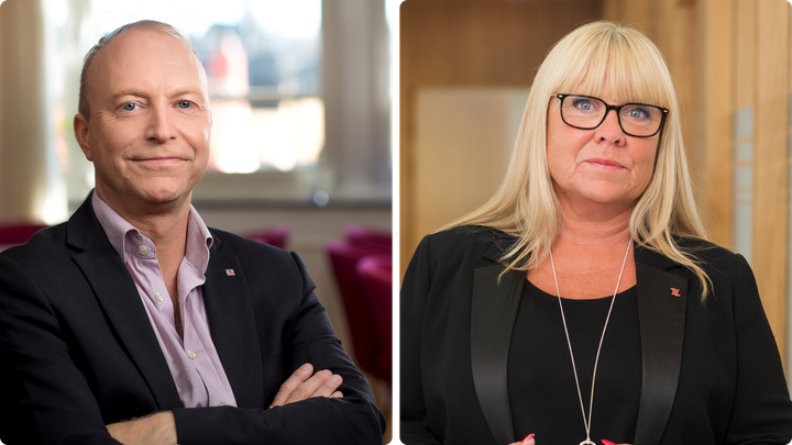 Stefan Carlén, chefsekonom på Handels, och Linda Palmetzhofer, förbundsordförande i Handels.