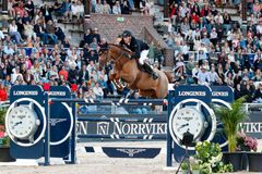 Henrik von Eckermann och King Edward under LGCT Stockholm 2022.

Bild fri att använda i samband med text om Longines Global Champions Tour.
