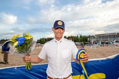 Peder Fredricson och H&M Crusader Ice vann ATG Riders League Grand Prix på Sundbyholm den 1 augusti. Bilden fri för publicering i anslutning till text om ATG Riders League.