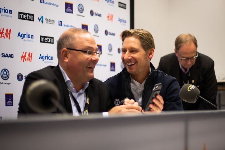 Håkan Buskhe, Saabs VD, och Patrik Kittel, dressyrryttare.