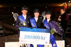 Emma Emanuelsson, från Lerum med Titan vann Volkswagen Grand Prix på onsdagskvällen. Finalen reds på Flyinge. Hon har plockat mest poäng genom hela Volkswagen Grand Prix-serien och på det seger i finalen och 200 000 kronor rikare. Tvåa var Annika Gustafsson, Stockholm, med Undine. Båda ryttarna har nu en plats i Stockholm International Horse Show. Trea Niklas Arvidsson, Helsingborg, Click and Cash