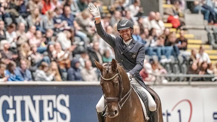 Stefan Jansson och Zidney vann den nationella kürklassen under Oslo Horse Show i oktober i år. Foto: Kim C Lundin (ej fri för publicering)