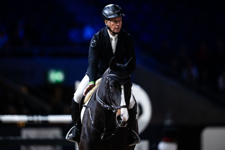 Rolf-Göran Bengtsson tog SM-guld med Ermindo W 2020 i Falsterbo. Nu kommer med framtidshoppet Caillan, här under Sweden International Horse Show i fjol.
