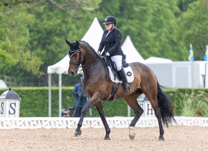 Camilla Christensen och Fürsten mot ett SM-brons 2025. Nu träder Camilla Christensen in som ny i ATG Talang Paradressyr. Bild ej fri för publicering.