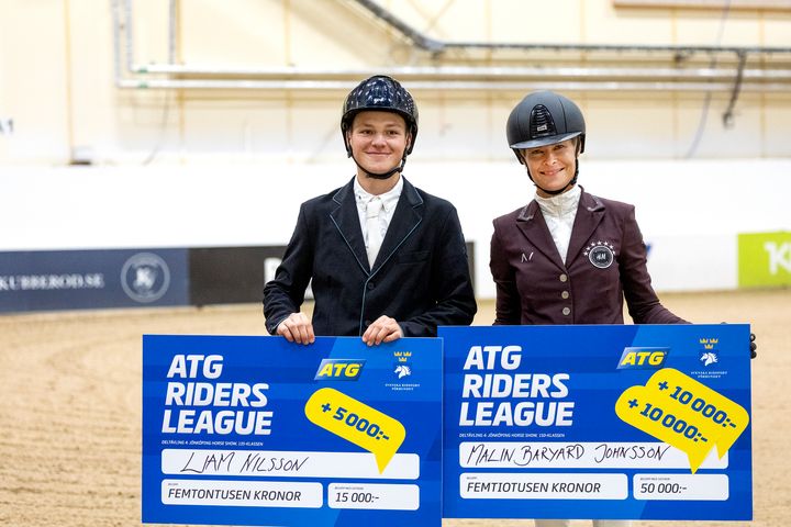 Liam Nilsson och Malin Baryard Johnsson vann ATG Riders League i Jönköping. Foto Roland Thunholm.