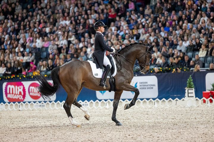 Isabell Werth älskar Top 10-upplägget och att rida inför den svenska publiken. Här med Quantaz under tävlingarna 2022.