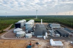 Flygbild över St1 Biokraft Mönsterås