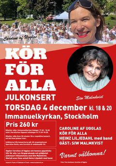 Affisch där två kvinnor syns samt mycket textinformation om en kommande konsert.