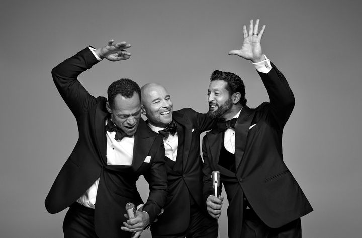 Karl Dyall, Joachim Bergström och Rennie Mirro är The High Society. Sammy 100 år, premiär 8 mars på Stora scenen, Kulturhuset Stadsteatern. Fotograf: Mattias Edwall