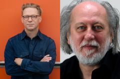 László Krasznahork och Daniel Gustafsson tilldelas Kulturhuset Stadsteaterns internationella litteraturpris 2024. Foto: Håkan Elofsson & Hartwig Klappert