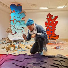 Ola Kalnins, processbild, Vertical Poetry, visas på Husby Konstsalong 2026