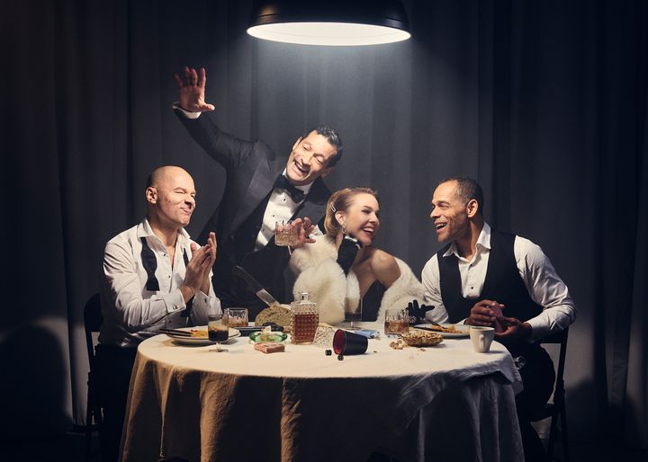 Ensemblen i Rat Pack Rhapsody. Urpremiär 24 april på Kulturhuset Stadsteatern.