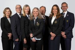 Förbundsstyrelsen SGF 2022 2300x1533 Svenska Golfförbundets styrelse, valda vid förbundsmötet 24 april 2022. Från vänster, Birgitta Wilhelmsson, Staffan Johansson, Anneli Samuelsson, Maria Möller (ordförande), Stefan Bengtsson, Malin Pellborn och Martin Karlsson.