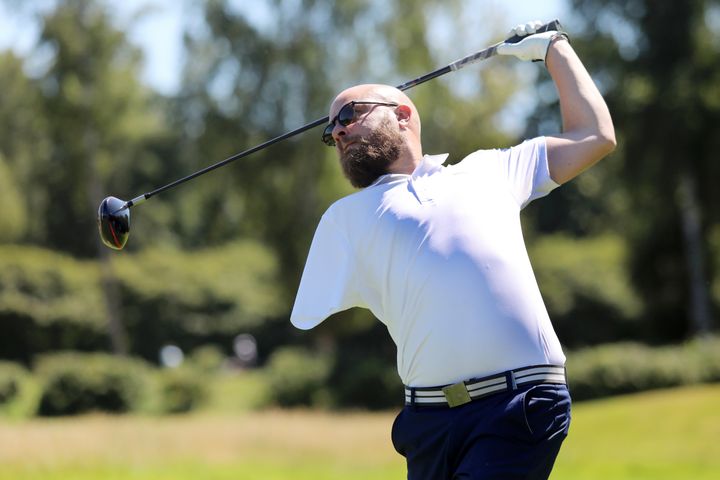Marcus Malo sving Handigolflandslagets Marcus Malo tränar svingen under Henrik Stenson Handicamp 2018 på Barsebäck GCC.