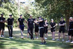 Stenson Handicamp 2018 - träning m Henrik 7 Handigolflandslagets Jesper Gutke svingar under Henrik Stenson Handicamp 2018 på Barsebäck.