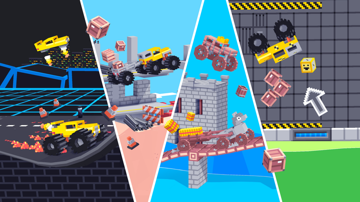 Inspiring artwork from Fancade, featuring several visuals from the hit game Drive Mad, which has been played hundreds of millions of times worldwide.