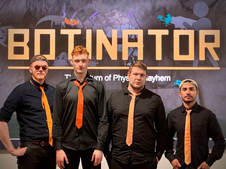 The team behind Slash Interactive has secured a strategic investment from Pugstorm and angel investor Peter Barkland to develop their debut title, Botinator. From left: Erik, David, Marcus, and Ansar.