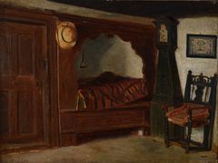 Målning med allmogeinteriör